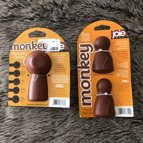SOLD Monkey Measuring Spoons & Bag Clips - Picture 2 of 2
